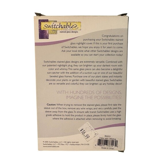 Switchables Stained Glass Night Light Cover Daisy Ladybug Vtg 2005 Spring EUC - Picture 3 of 3